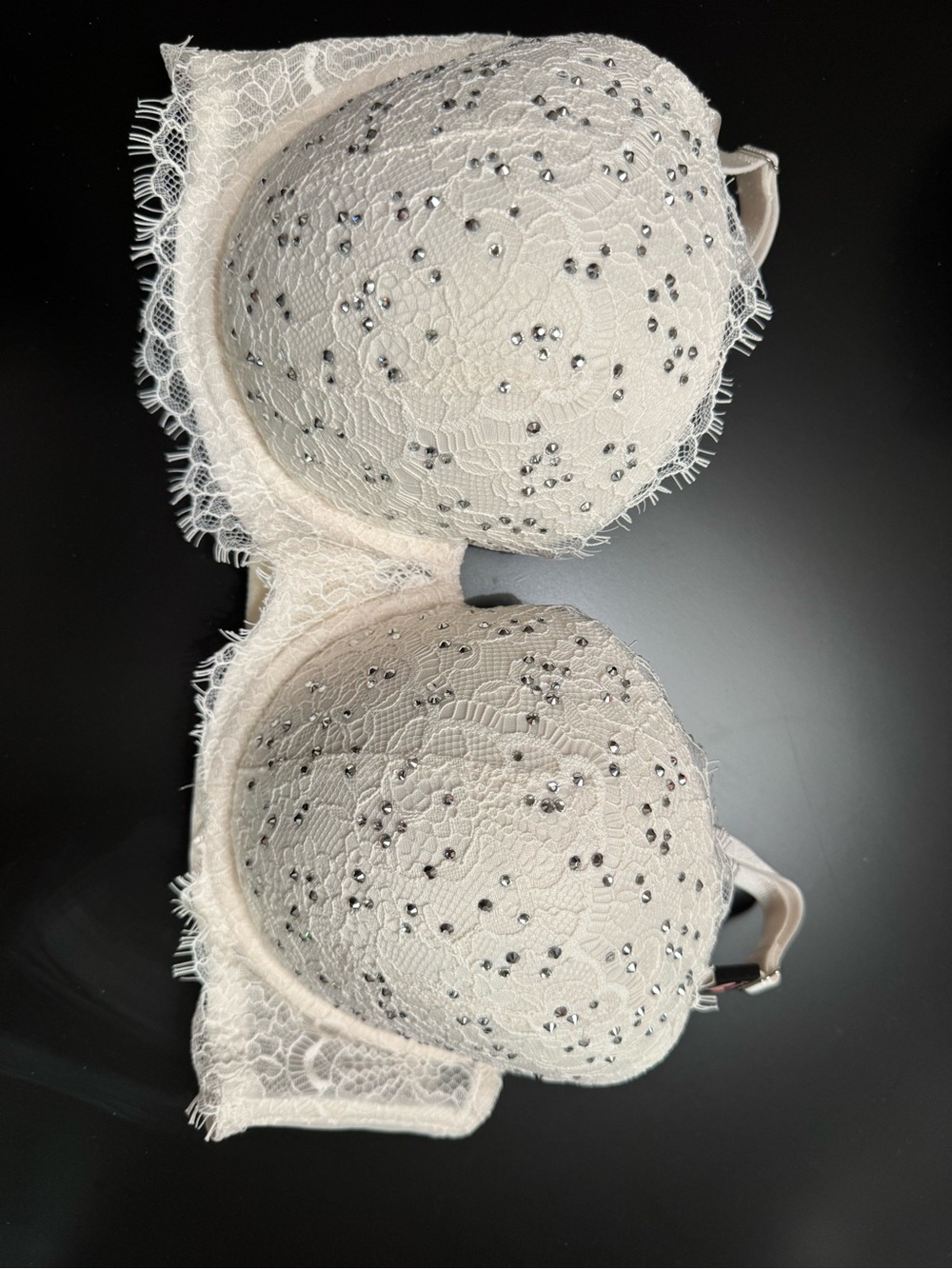 Victoria's Secret Lace Push-Up Bra in Ivory with Rhinestones